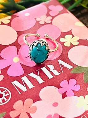 Myra Bag Turquoise Sterling Silver Open Ring